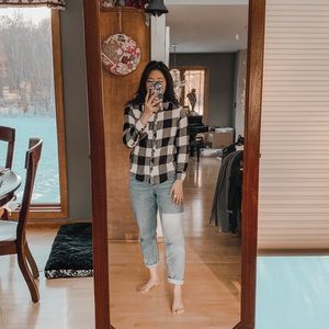 Black and white soft fleecy flannel